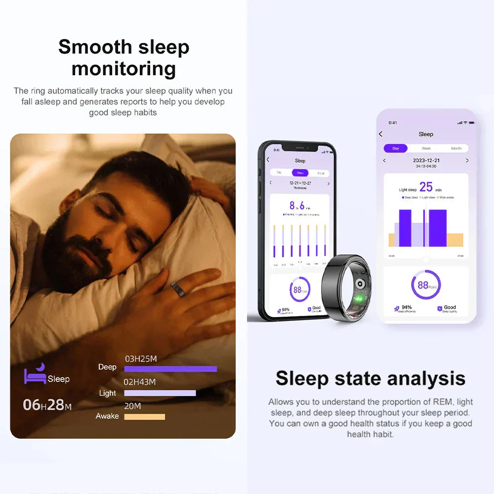 Anillo Inteligente de Titanio | Monitor de Salud 24/7 y Resistente al Agua IP68