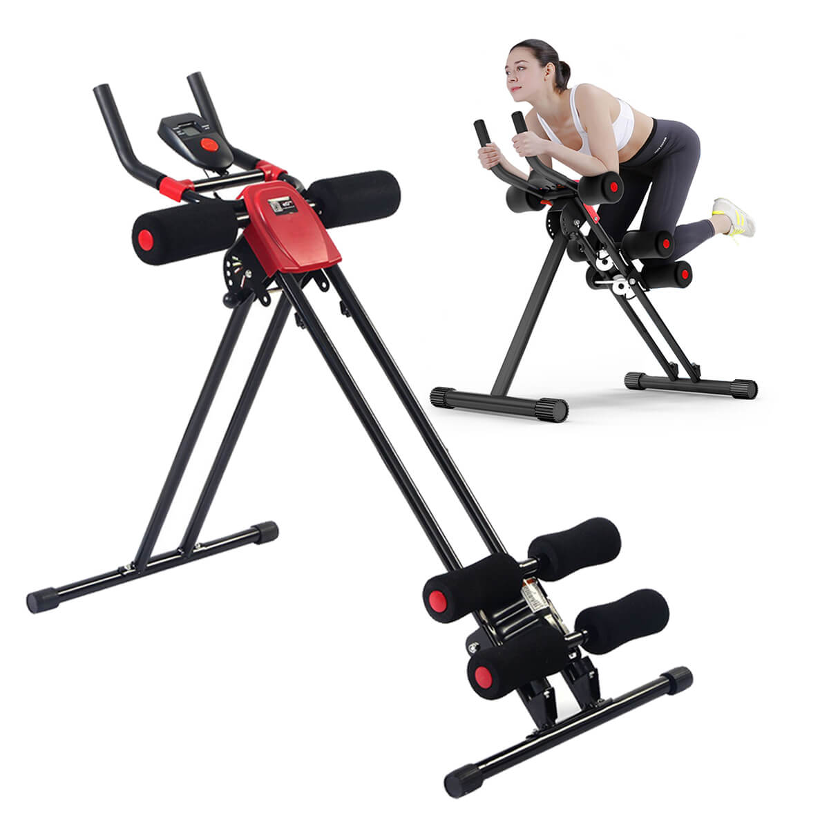 Máquina Multifunción para Abdominales y Hombros | Resistencia Ajustable con Contador Digital